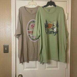 Bundle of Wrangler Brown and Green Graphic T-Shirts Size: XXL